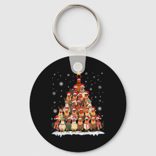 Chaveiro Pijamas engraçados de Natal de galinha árvore de N
