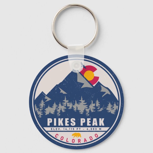 Chaveiro Pikes Peak Colorado Retro Sunset Souvenirs (Frente)