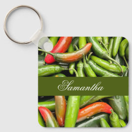 Chaveiro Pilha De Pimentos Espicosos Verdes