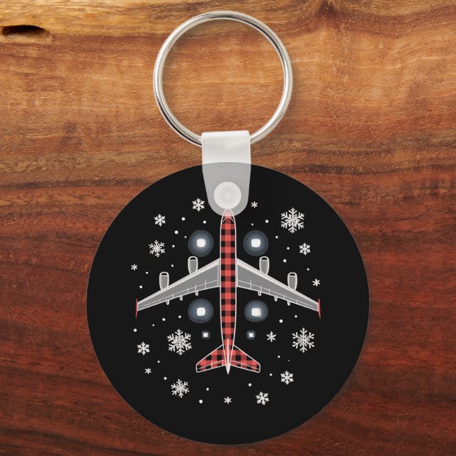 Chaveiro Piloto de Natal de Xadrez de Avião (Frente)