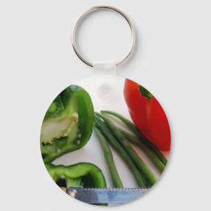 Chaveiro Pimentos verdes e vermelhos com feijão