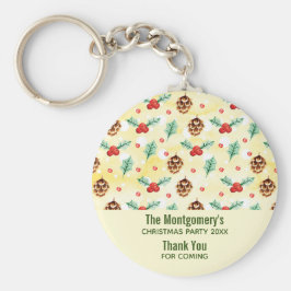 Chaveiro Pine Cones and Holly Christmas Pattern Party Favor