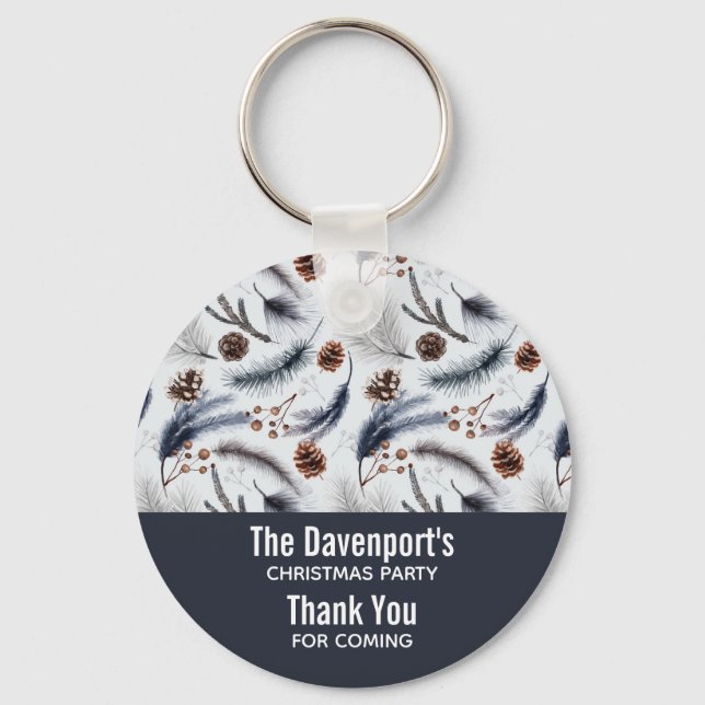 Chaveiro Pine Cones & Pine Agulha Padrão de Natal (Frente)