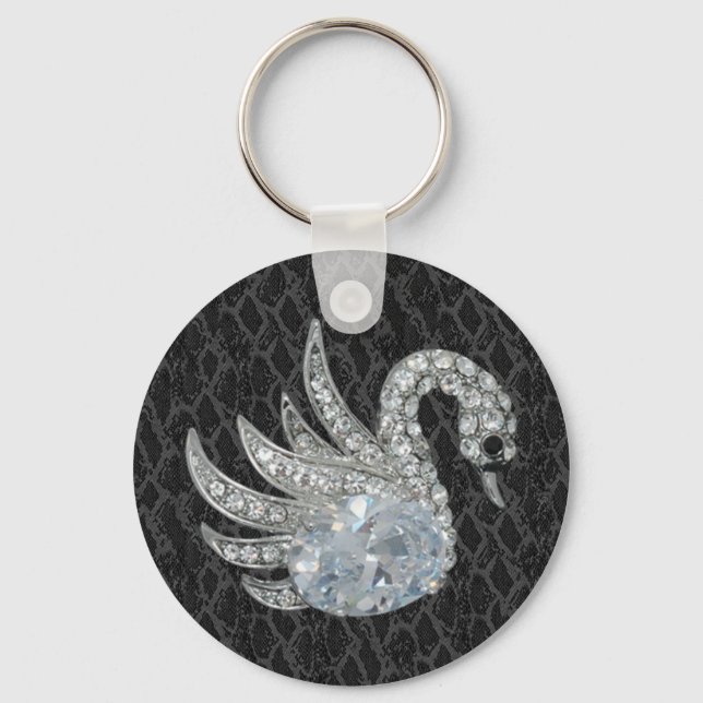 Chaveiro Pingente Cisne de Couro para Chaves (017-047) (Frente)