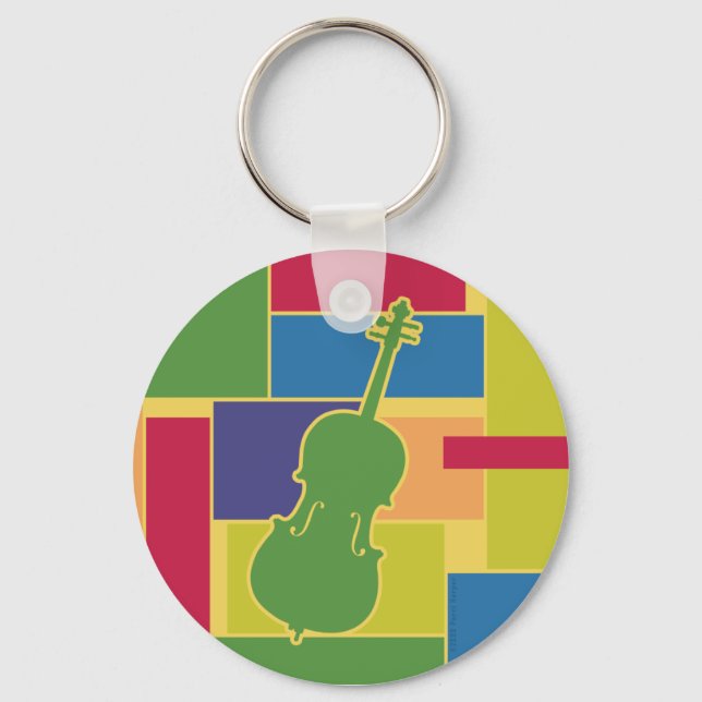 Chaveiro Pingente Colorblocks de Violoncelo (Frente)