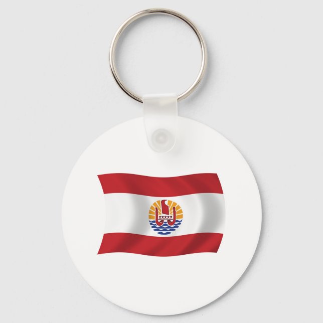 Chaveiro Pingente com a Bandeira da Polinésia Francesa (Frente)