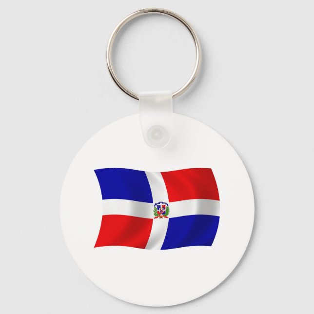 Chaveiro Pingente com a Bandeira da República Dominicana (Frente)