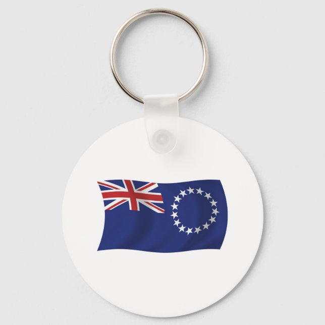 Chaveiro Pingente com a Bandeira das Ilhas Cook (Frente)
