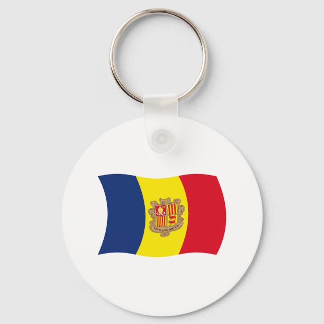 Chaveiro Pingente com a bandeira de Andorra (Frente)