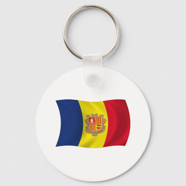 Chaveiro Pingente com a Bandeira de Andorra (Frente)