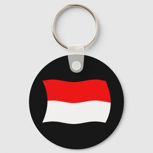Chaveiro Pingente com a Bandeira de Mônaco (Frente)