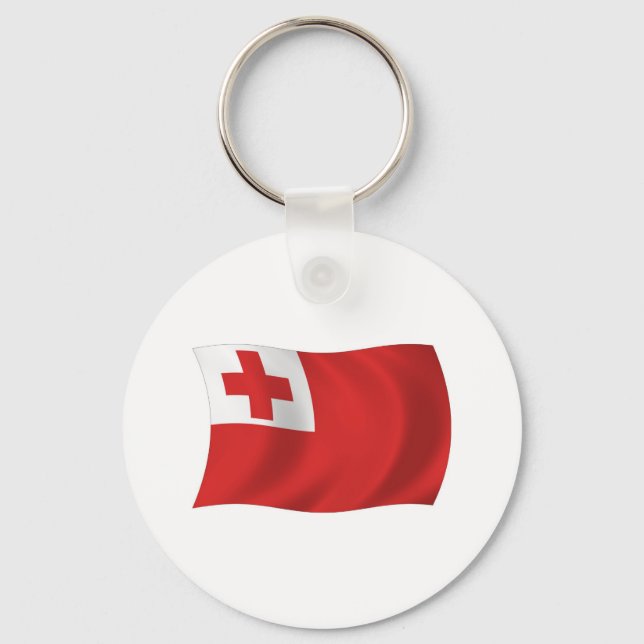 Chaveiro Pingente com a Bandeira de Tonga (Frente)