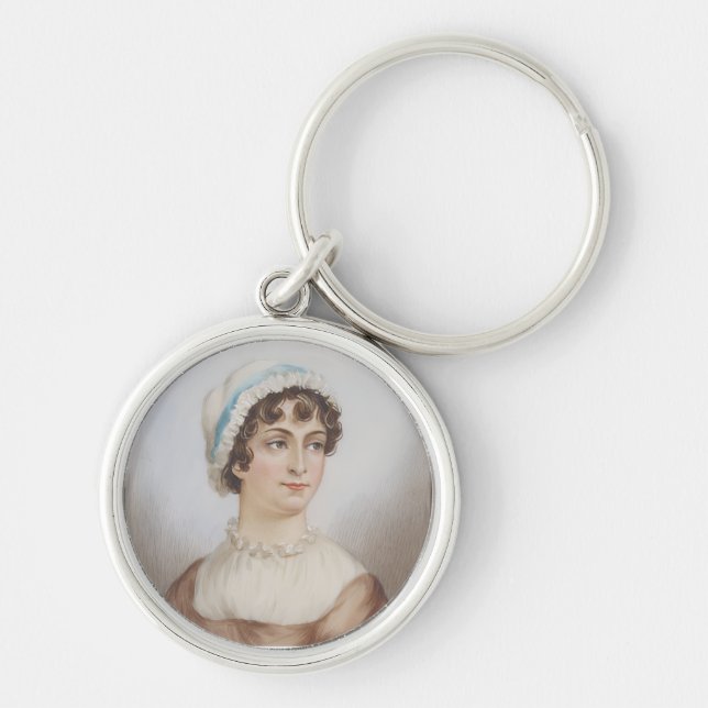 Chaveiro Pingente com Retrato em Miniatura de Jane Austen (Frente)