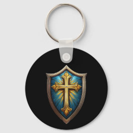 Chaveiro Pingente Cristão de Crença Escudo de Fé