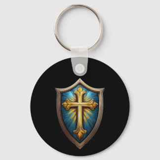 Chaveiro Pingente Cristão de Crença Escudo de Fé