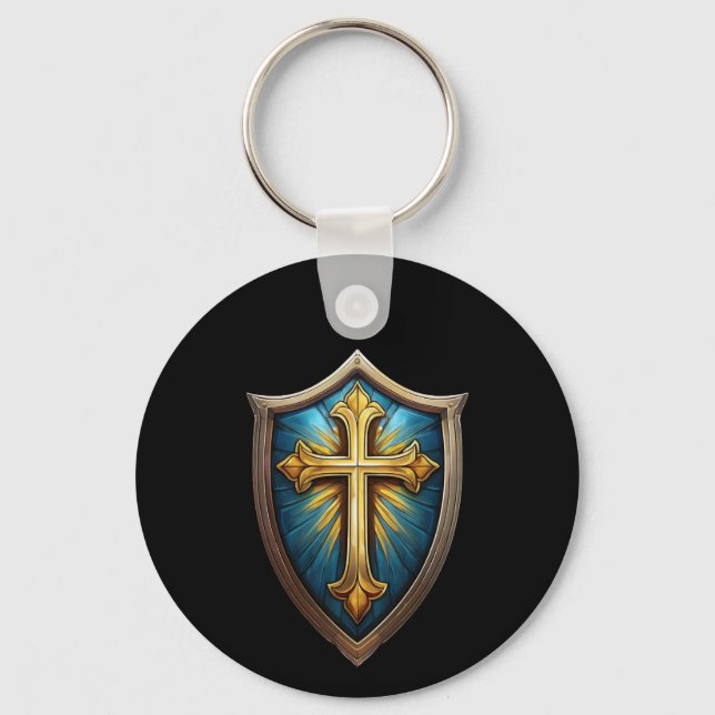 Chaveiro Pingente Cristão de Crença Escudo de Fé (Frente)