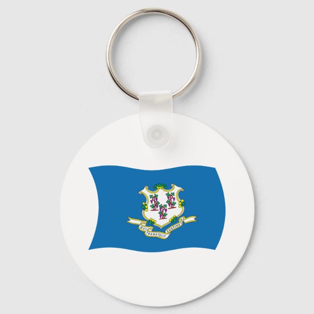 Chaveiro Pingente da Bandeira de Connecticut (Frente)