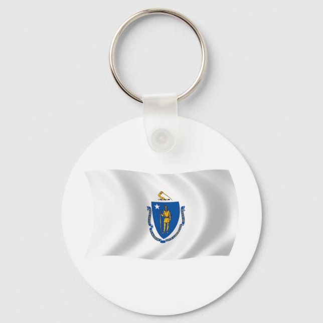 Chaveiro Pingente da Bandeira de Massachusetts (Frente)