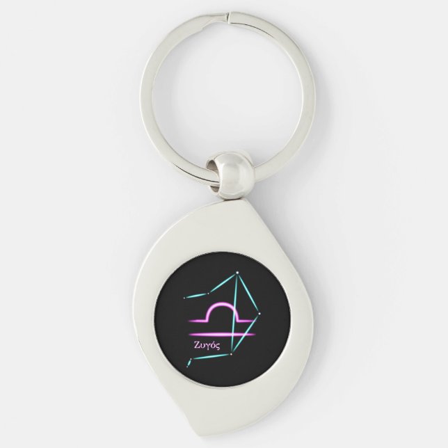 Chaveiro Pingente da Constelação do Zodíaco Libra (Frente)