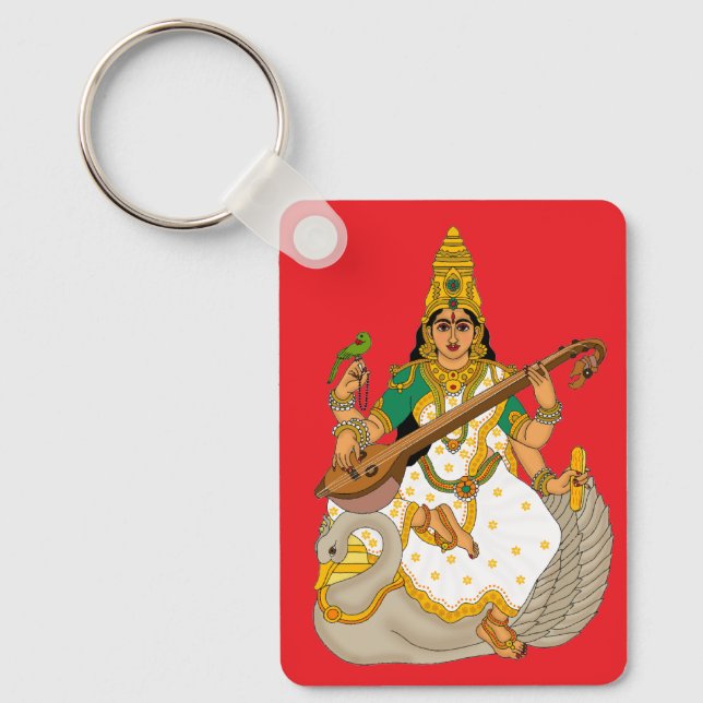 Chaveiro Pingente da Deusa Saraswati (Frente)