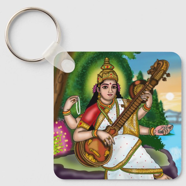 Chaveiro Pingente da Deusa Saraswati (Frente)