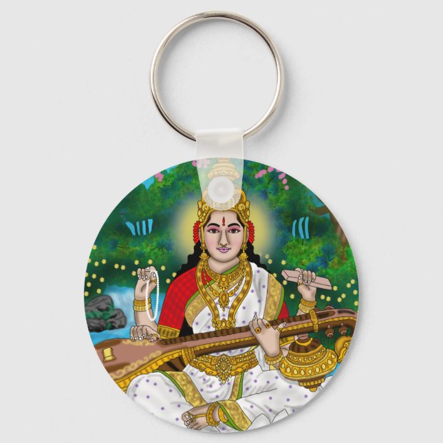 Chaveiro Pingente da Deusa Saraswati (Frente)