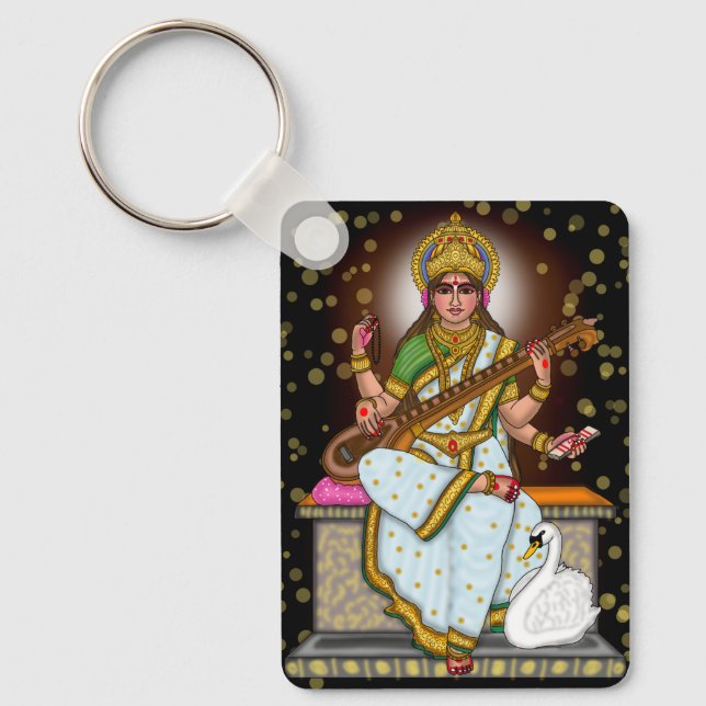 Chaveiro Pingente da Deusa Saraswati (Frente)