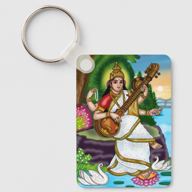 Chaveiro Pingente da Deusa Saraswati (Frente)
