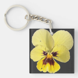 Chaveiro Pingente de Acrílico com Foto de Flor de Pensament