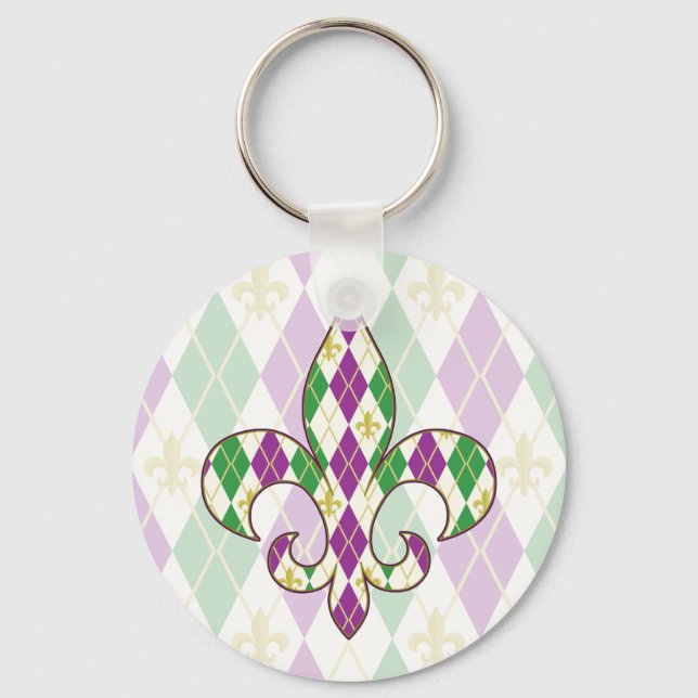Chaveiro Pingente de Argyle do Mardi Gras (Frente)