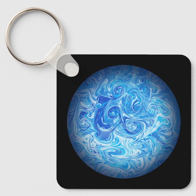 Chaveiro Pingente de Arte Fluido Calm Tide (Frente)