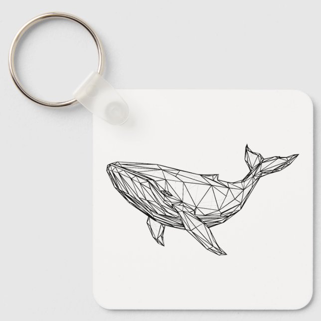 Chaveiro Pingente de Baleia Geométrica Minimalista (Frente)