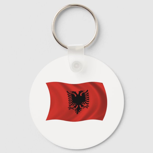 Chaveiro Pingente de Bandeira da Albânia (Frente)
