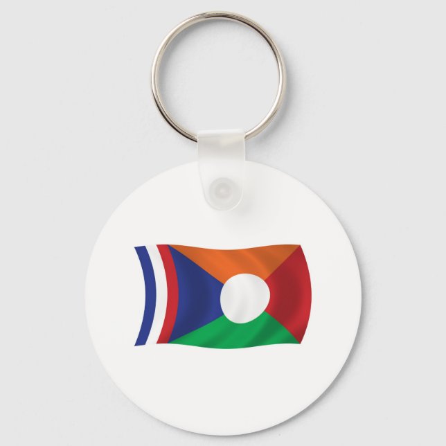Chaveiro Pingente de Bandeira da Reunião (Frente)