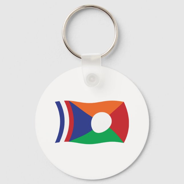 Chaveiro Pingente de Bandeira da Reunião (Frente)