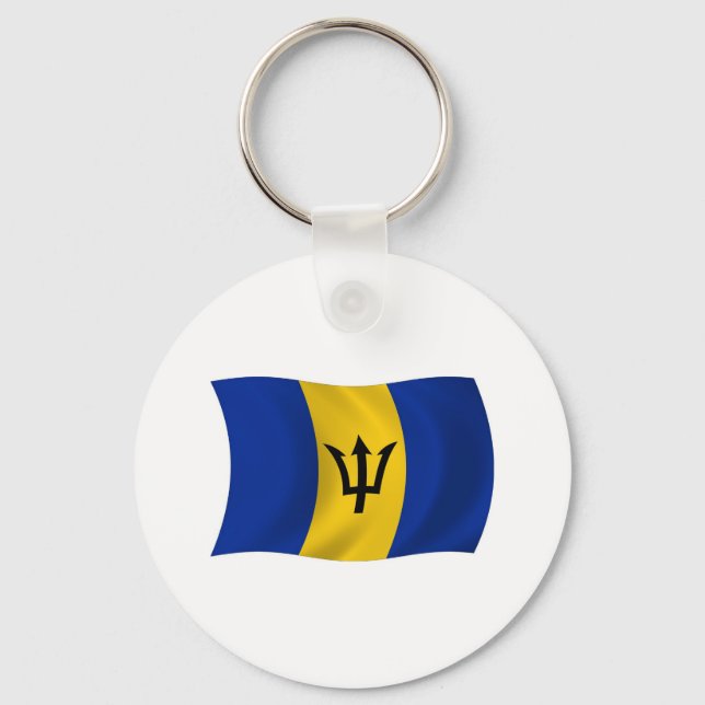 Chaveiro Pingente de Bandeira de Barbados (Frente)