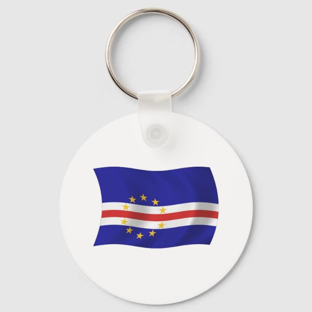 Chaveiro Pingente de Bandeira de Cabo Verde (Frente)