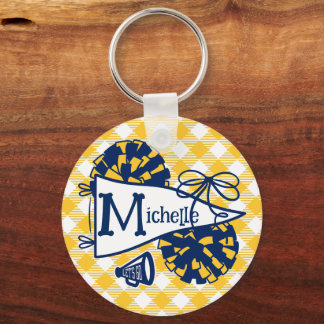 Chaveiro Pingente de Bolsa Personalizado Blue Gold Cheer
