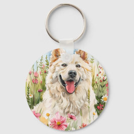 Chaveiro Pingente de bolsa – Samoyed Aquarela Cachorro