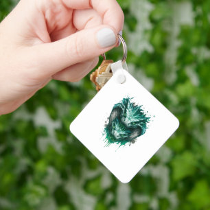 Chaveiro Pingente de Borrifo de Aquarela de Cobra Verde Tóx