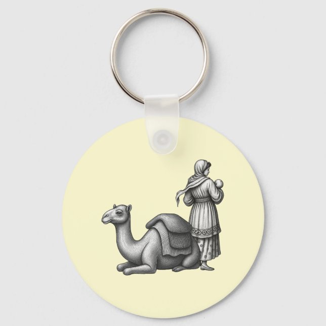 Chaveiro Pingente de Chave Camelo e Letra Árabe (Frente)