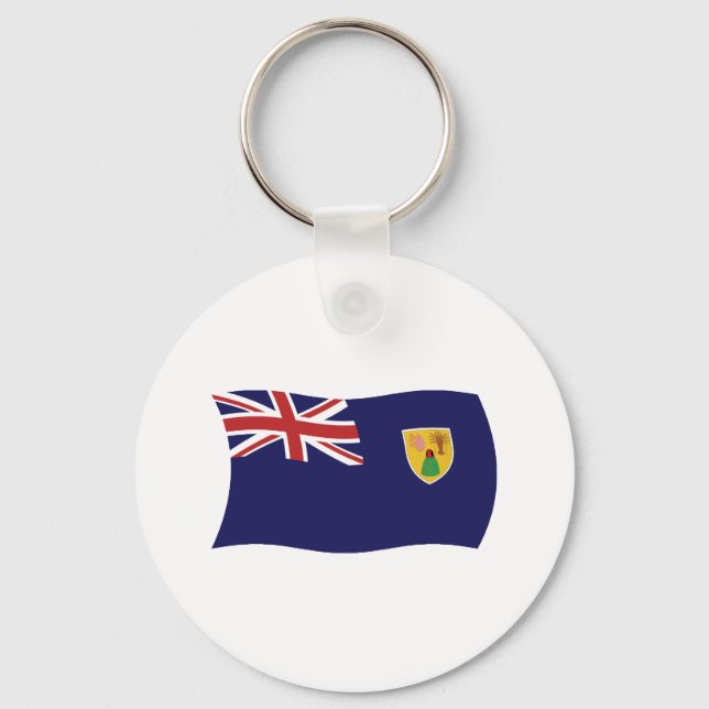 Chaveiro Pingente de Chave com a Bandeira das Ilhas Turcas  (Frente)