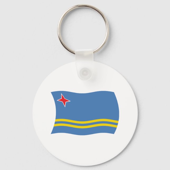 Chaveiro Pingente de chave com a bandeira de Aruba (Frente)