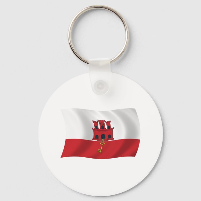 Chaveiro Pingente de chave com a bandeira de Gibraltar (Frente)