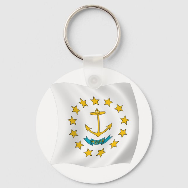 Chaveiro Pingente de chave com a bandeira de Rhode Island (Frente)