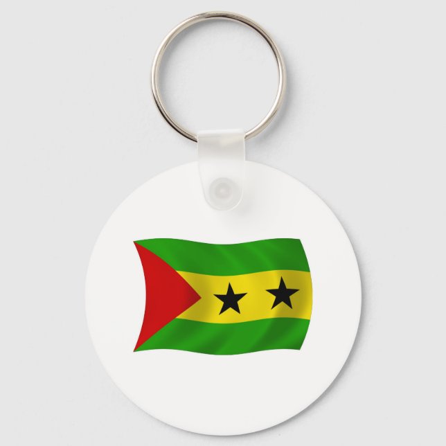 Chaveiro Pingente de chave com a bandeira de São Tomé e Prí (Frente)