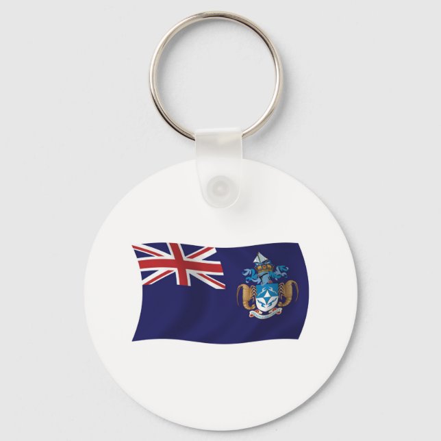 Chaveiro Pingente de chave com a bandeira de Tristão da Cun (Frente)