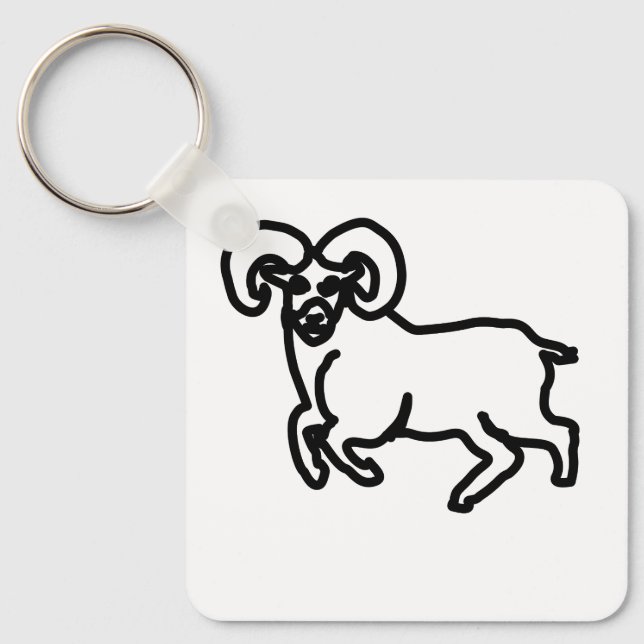 Chaveiro Pingente de Chave com Carneiro Minimalista do Zodí (Frente)