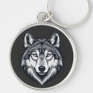 Chaveiro Pingente de chave com gráfico de cabeça de lobo so