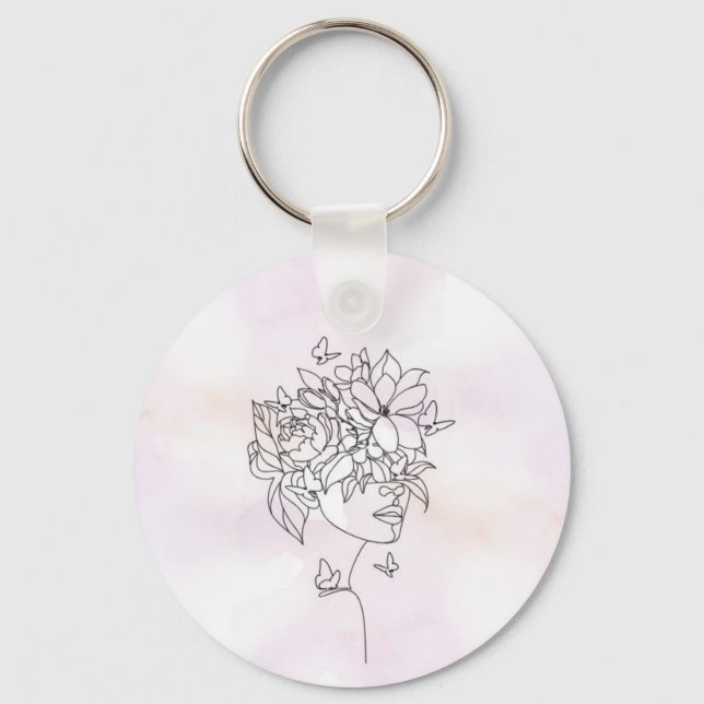 Chaveiro Pingente de Chave Floral Bloom and Breathe (Frente)